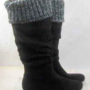 NEW black flat round toe  Knee Boots WOMEN Size 7.5